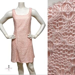 VINTAGE 80s 90s does 60s Baby Blush Pink Crochet Dress XS S 2 4 Pockets